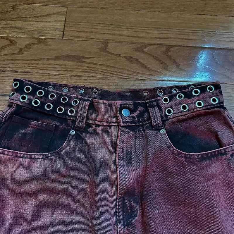 Y2K Wide Leg Jeans - Vintage Letter Print Hip Hop