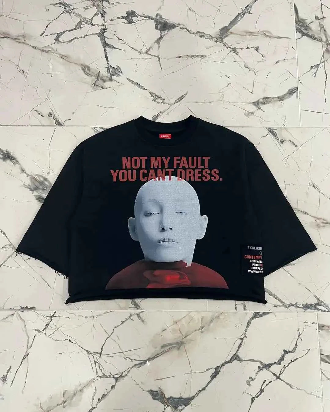 Gothic Cartoon Letter Tee - Y2K Punk