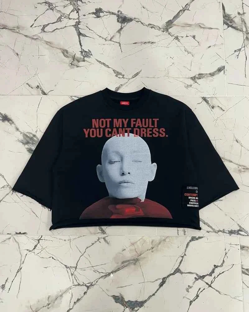 Gothic Cartoon Letter Tee - Y2K Punk