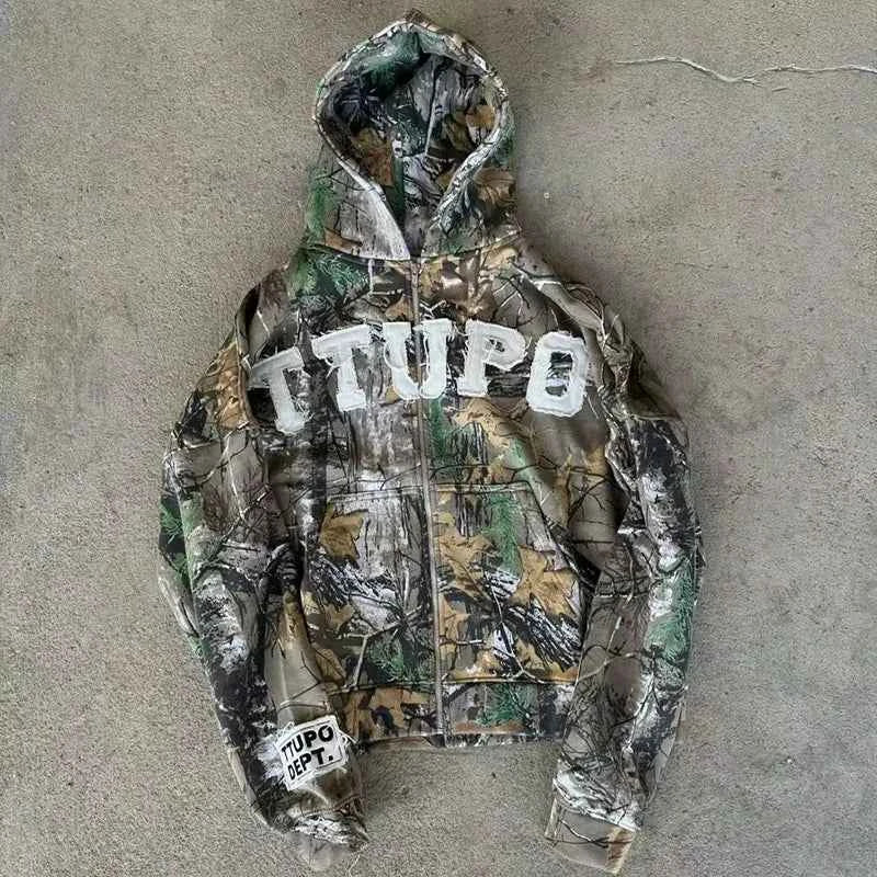 Y2K Gothic Zip Hoodie - Hip Hop Harajuku Streetwear