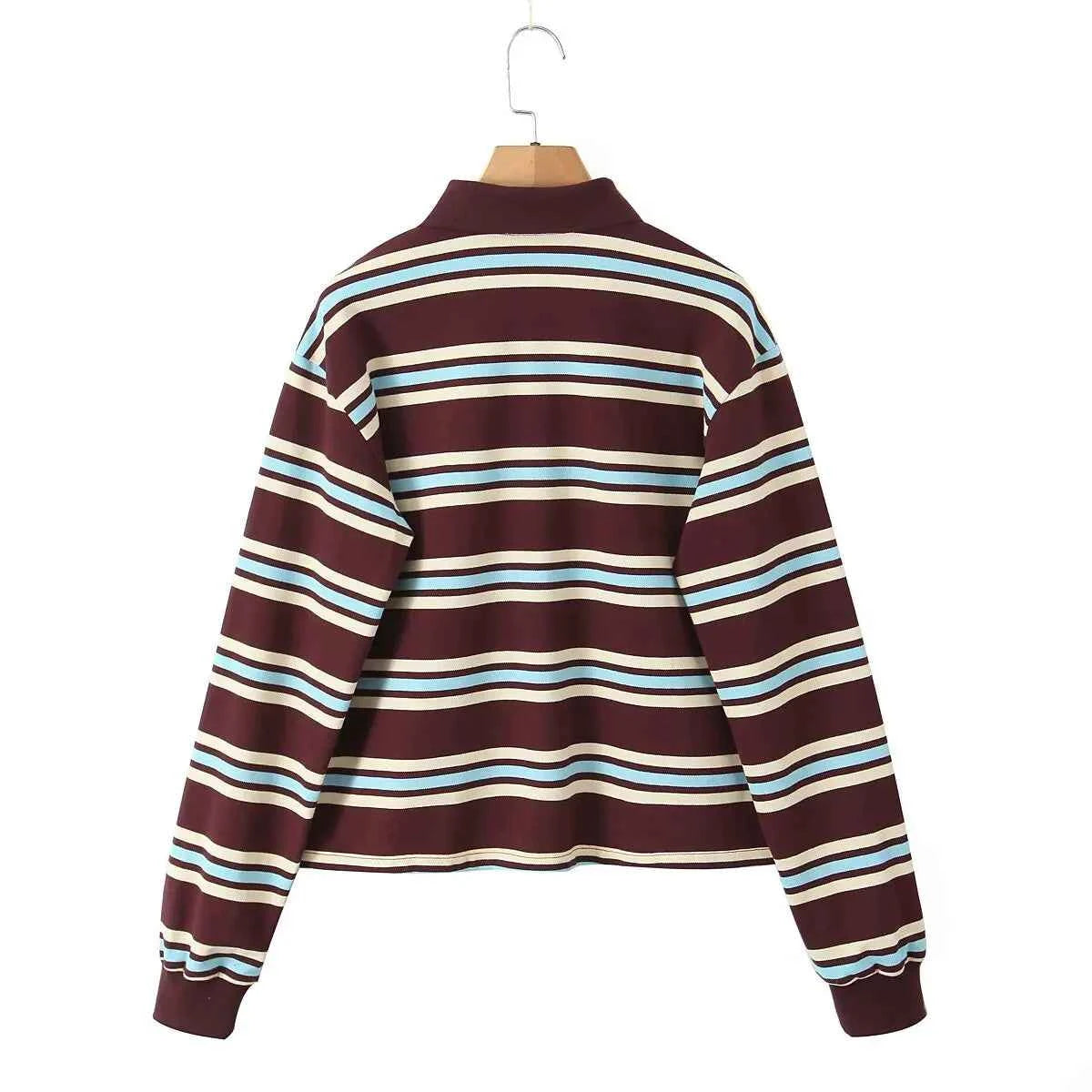 Striped Polo Crop Top - Vintage Streetwear
