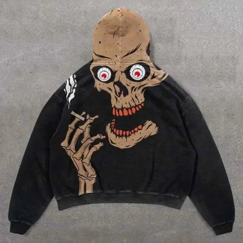 GOLF OSCAR DELTA Skull Print Men's Hoodie with Graphic Design