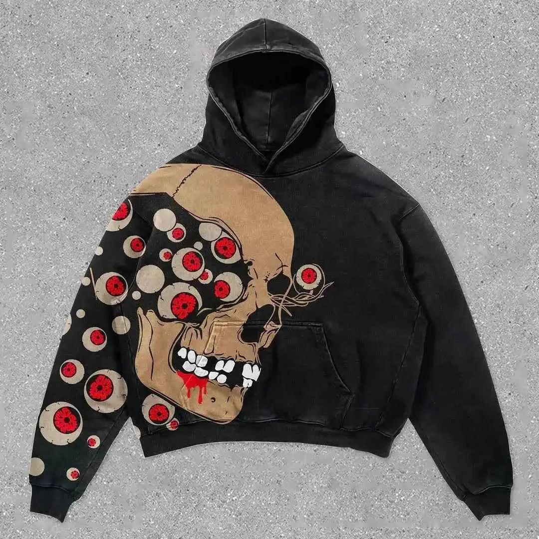 GOLF OSCAR DELTA Skull Print Men's Hoodie with Graphic Design