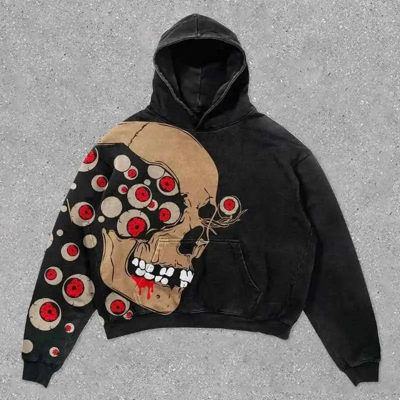 GOLF OSCAR DELTA Skull Print Men's Hoodie with Graphic Design