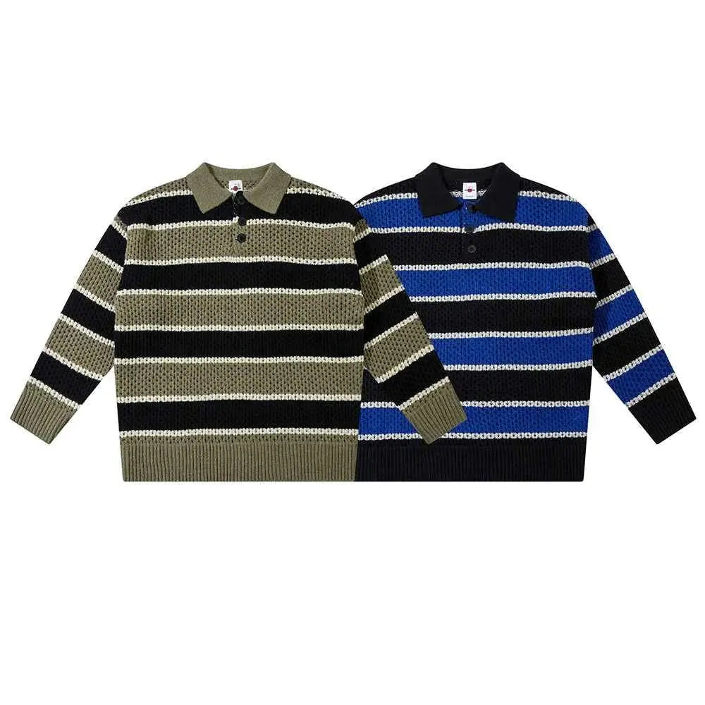GOLF OSCAR DELTA Unisex Color Block Striped Sweater