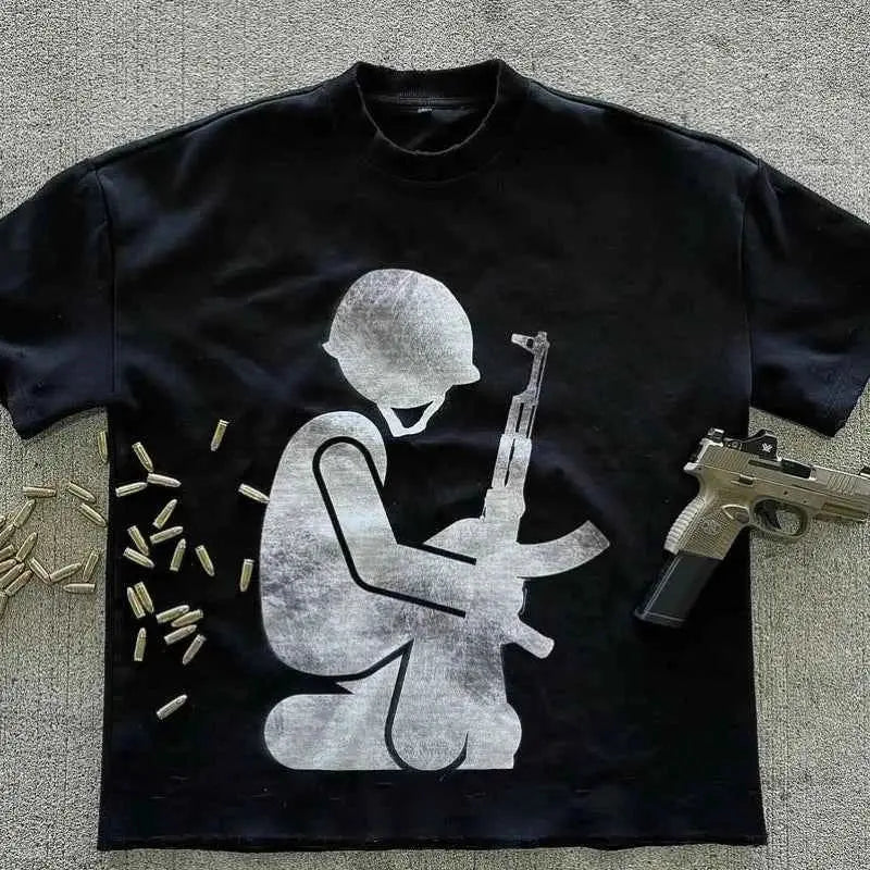GOLF OSCAR DELTA Y2K Graphic Tee - Black Soldier