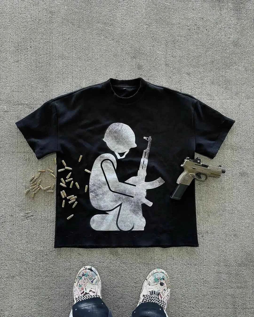 GOLF OSCAR DELTA Y2K Graphic Tee - Black Soldier