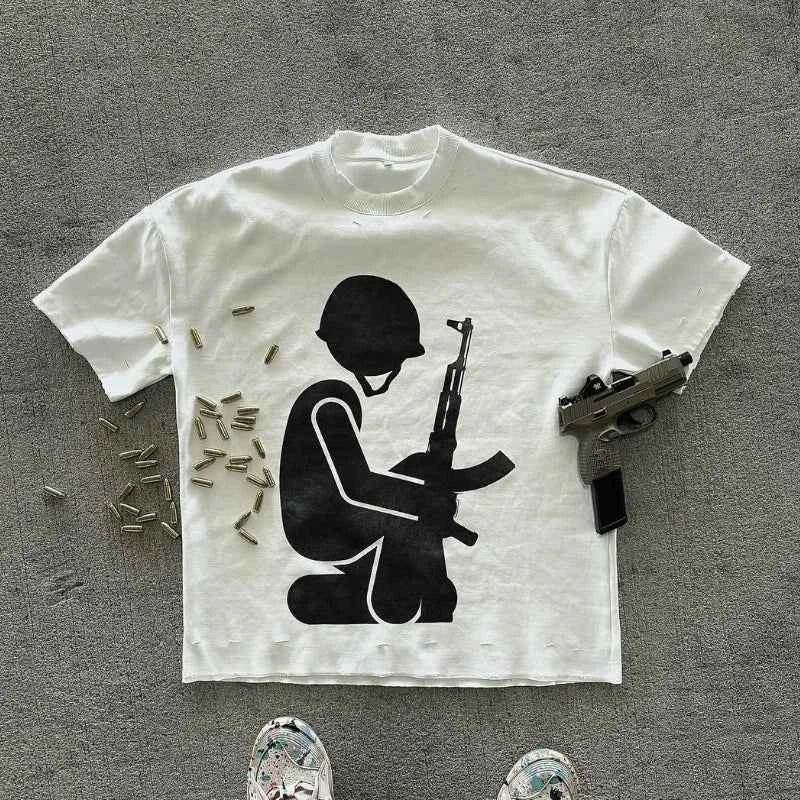 GOLF OSCAR DELTA Y2K Graphic Tee - Black Soldier