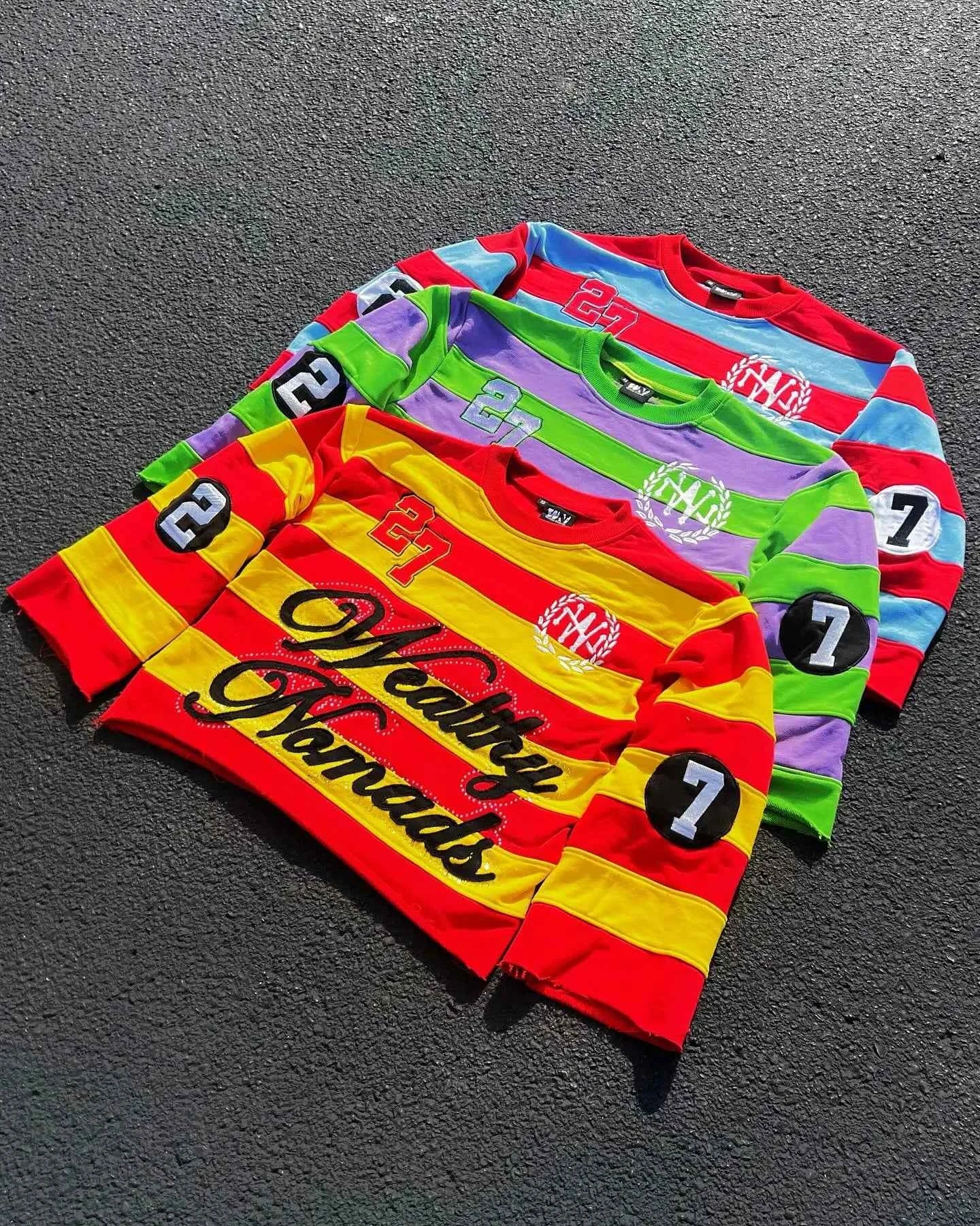GOLF OSCAR DELTA Y2K Stripe Patchwork Shirt T-Shirt