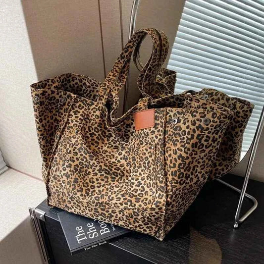 Leopard Canvas Tote Bag - Vintage