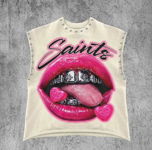 Y2K Hip-Hop Sleeveless Couple Tee