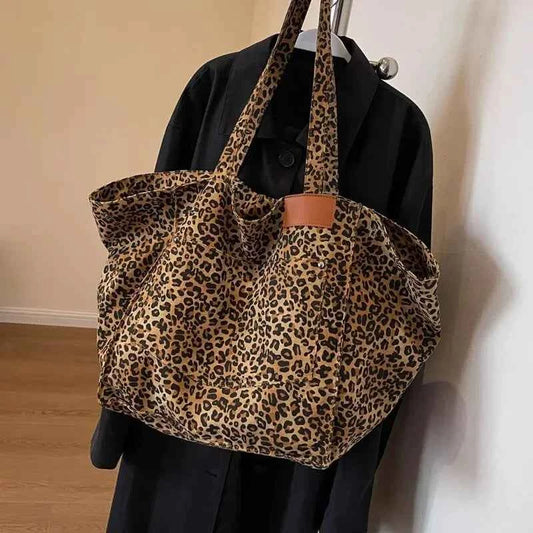 Leopard Canvas Tote Bag - Vintage