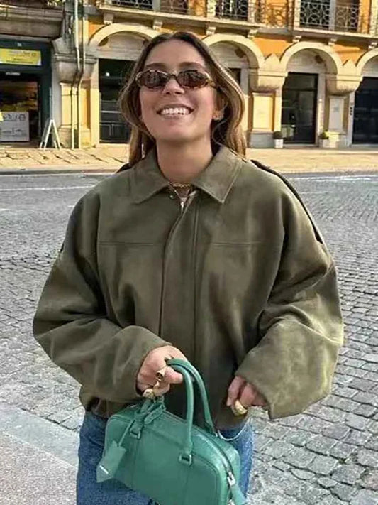 Vintage Green Bomber Jacket