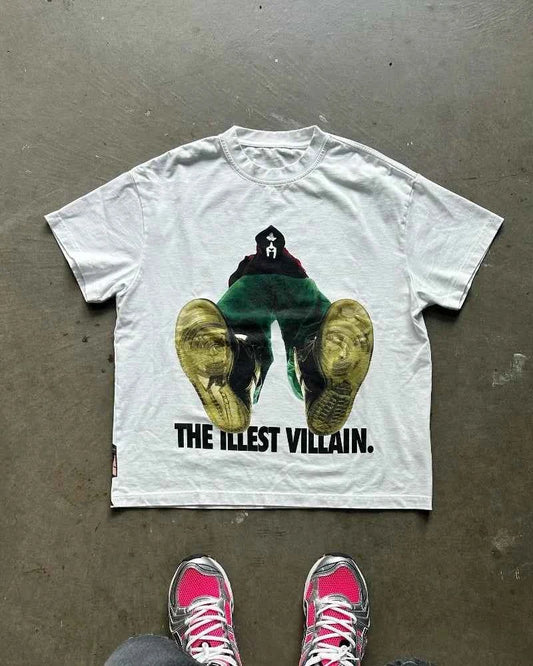 Character Cartoon Letter Tee - Y2K Cotton