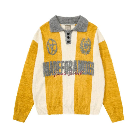 Men's Striped Knit Polo Shirt