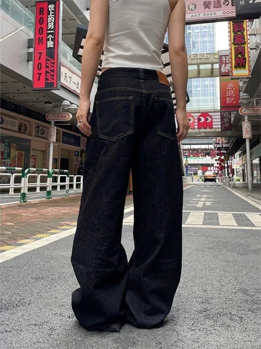Black Women Y2k  Oversized  Cargo Denim jeans