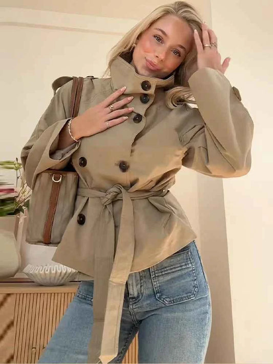 Belted Cropped Trench Coat