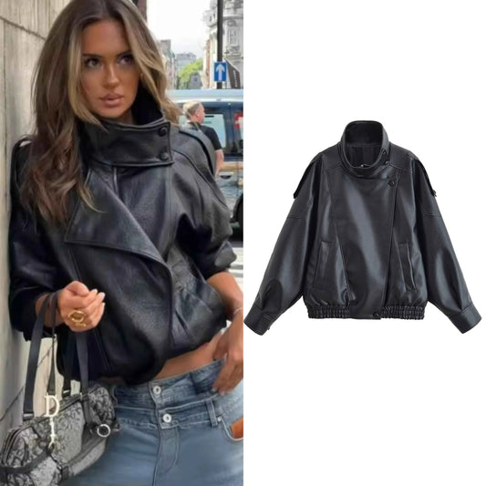 Black Leather  Jacket - Pebbled