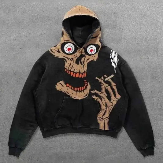 GOLF OSCAR DELTA Skull Print Men's Hoodie with Graphic Design
