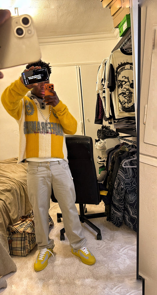 Men's Striped Knit Polo Shirt